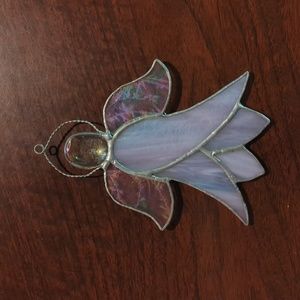 Stain glass Sun catcher - Angel pinks and opal